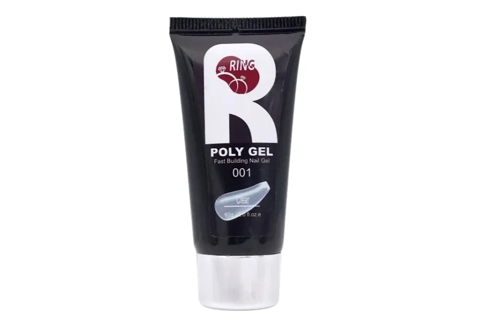 پلی ژل کاشت ناخن رینگ RING کد 001 رنگ کلیر Clear حجم 60 گرم